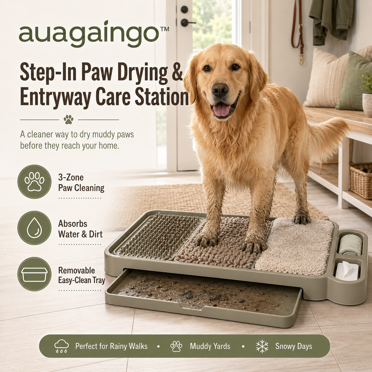 auagaingo™ Step-In Paw Drying & Entryway Care Station